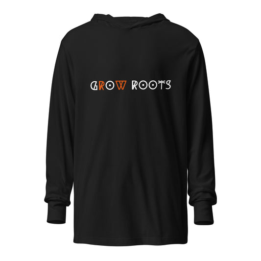 GrOw ROOTS - Unisex Hooded Long Sleeve Tee - Black